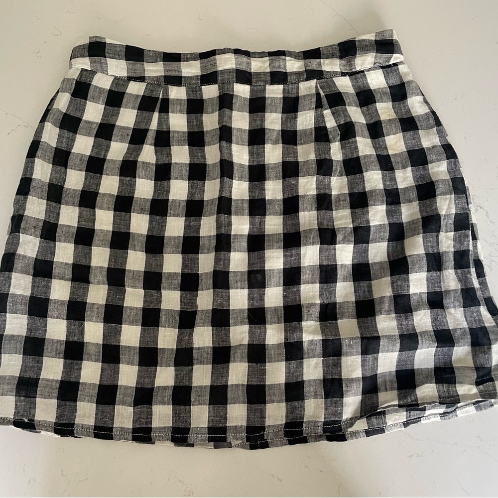 Forever 21 Black and White Gingham Linen Skirt Size Small
